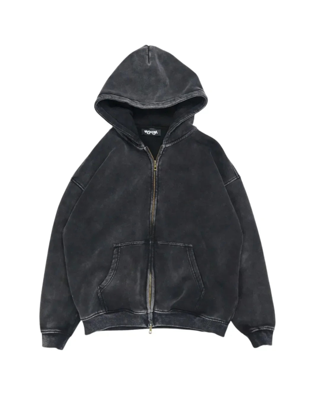 STONE WASHED HOODIE - black